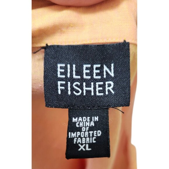 Eileen Fisher Semi-Sheer Button Front Tunic Blouse XL Orange - Picture 9 of 10